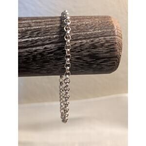 925 Italy Sterling Silver Rolo Link Lobster Claw Clasp Bracelet